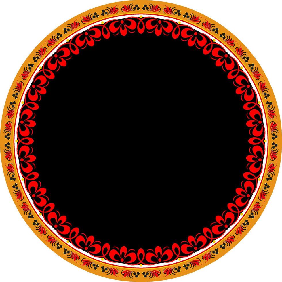 Traditional Russian Ornament. Round Frame. Hohloma. vector