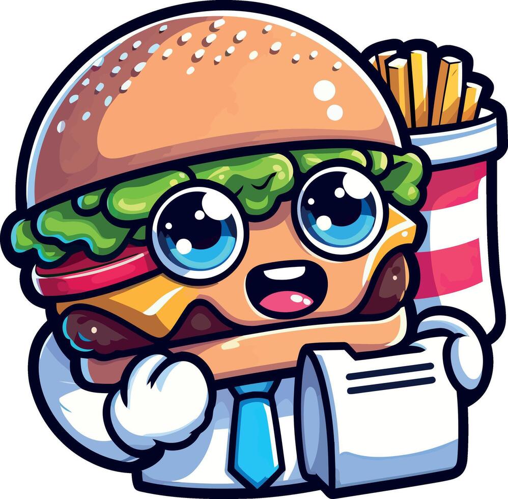 High-Quality cute mascot Burger cartoon Illustrations for Marketing and Digital Use vector