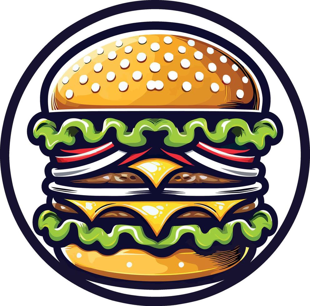 Creative Burger logo Cartoon illustration - Ideal for Graphic Design vector