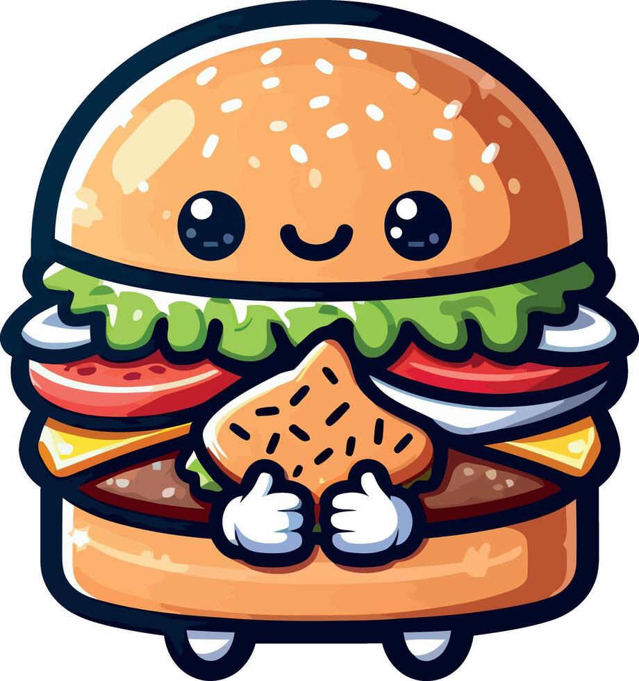 High-Quality cute mascot Burger cartoon Illustrations for Marketing and Digital Use vector