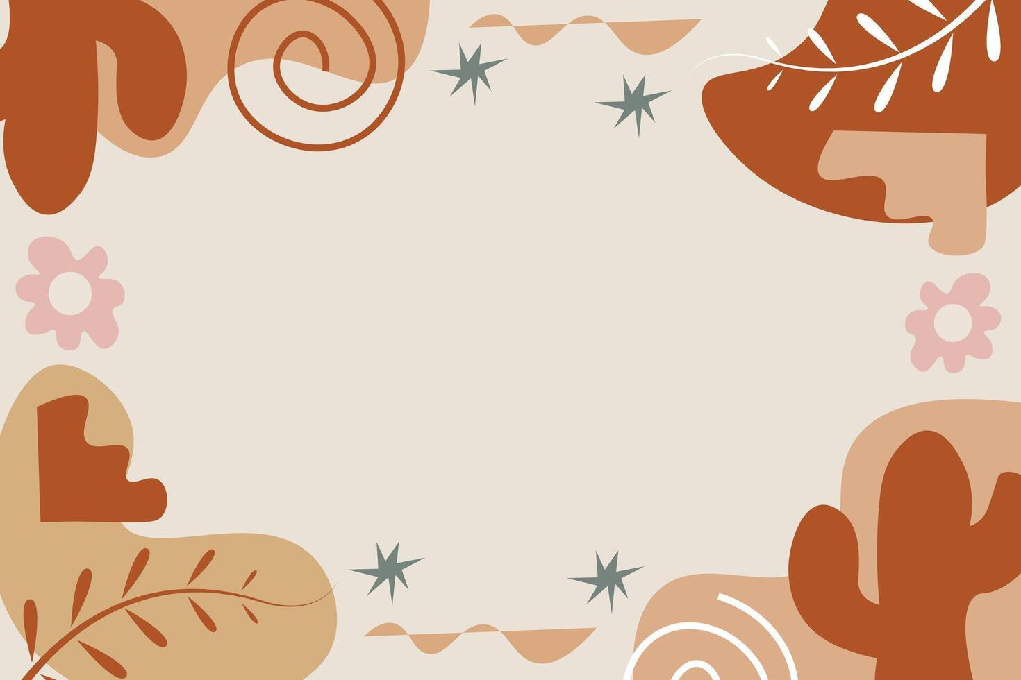 Hand Drawn Botanical Chic Bohemian Shape Element Background Template vector