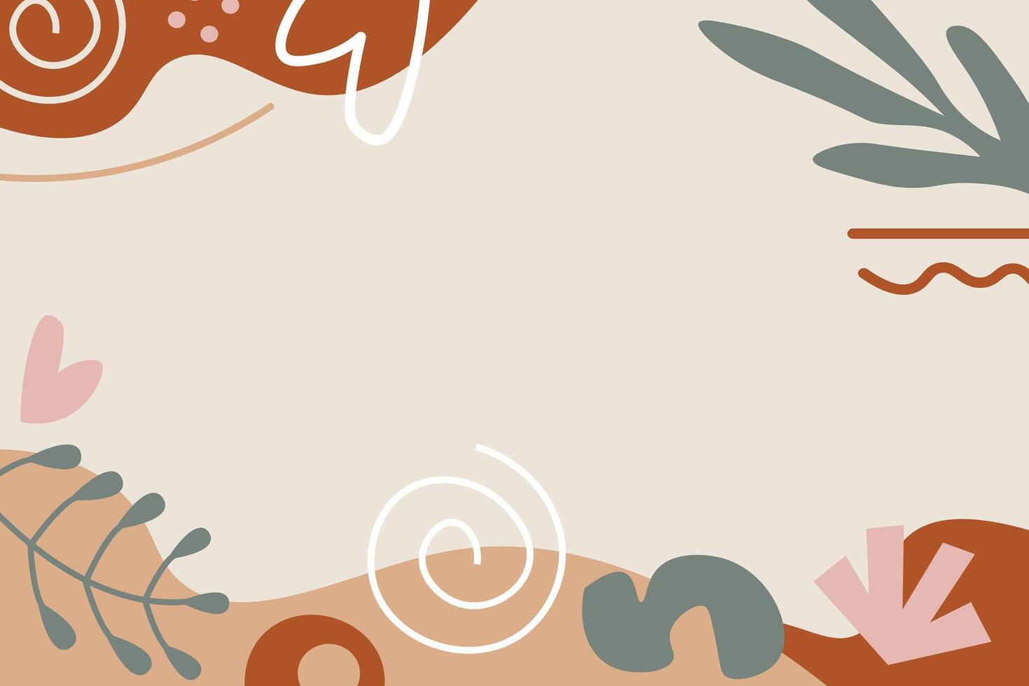 Hand Drawn Botanical Chic Bohemian Shape Element Background Template vector