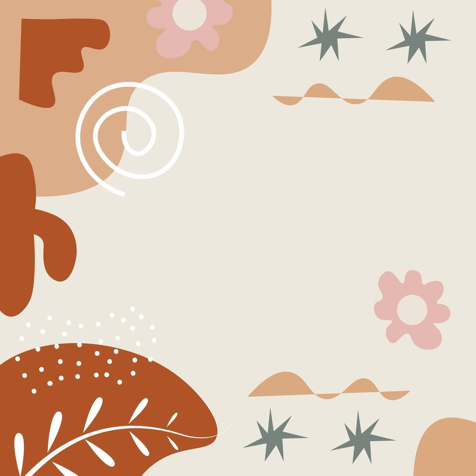 Hand Drawn Botanical Chic Bohemian Shape Element Background Template vector