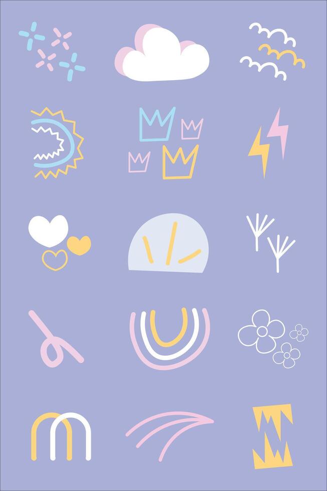 Cute abstract baby shower flat design illustration element bundle vector