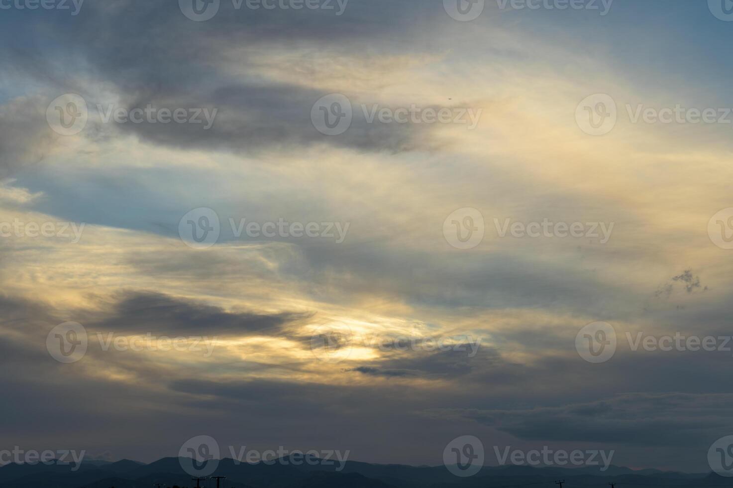 Beautiful scenic gradient sky between hot and cool tone of twilight sky with a cloud. 1 photo