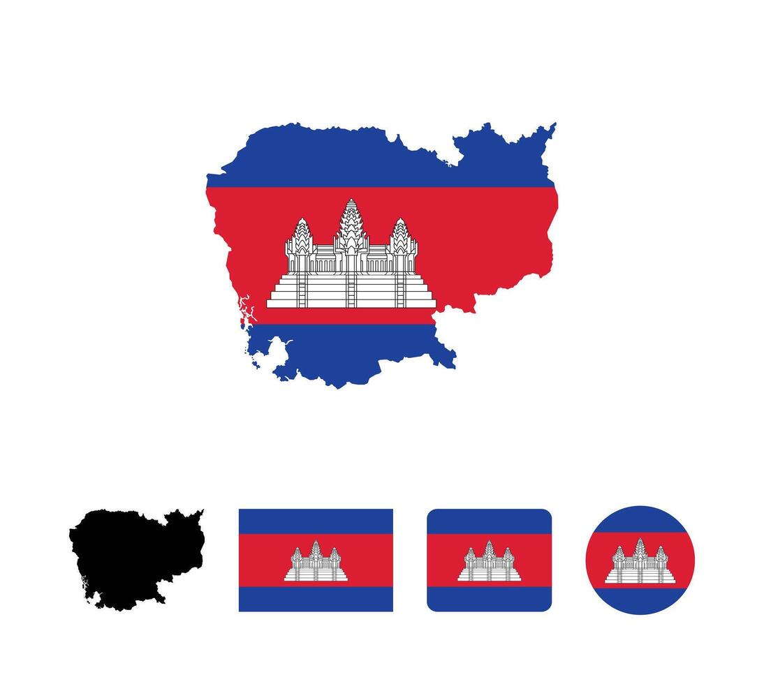 Cambodia flag. Set of Cambodia Flags Collection. vector