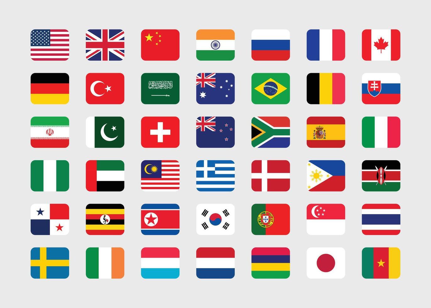 Giant Flag Collection. Set of Country National Flag. vector