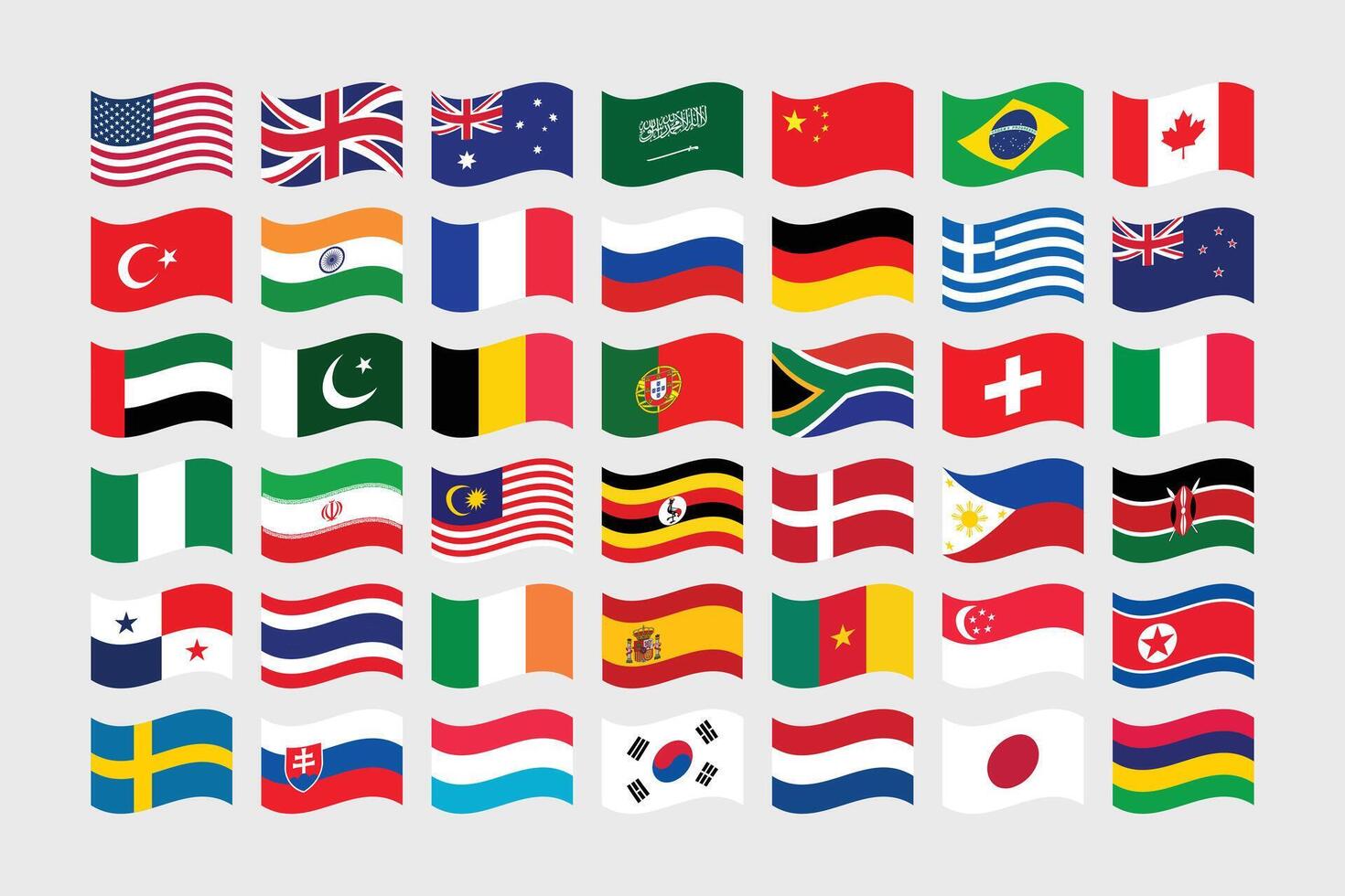 Giant Flag Collection. Set of Country National Flag. vector
