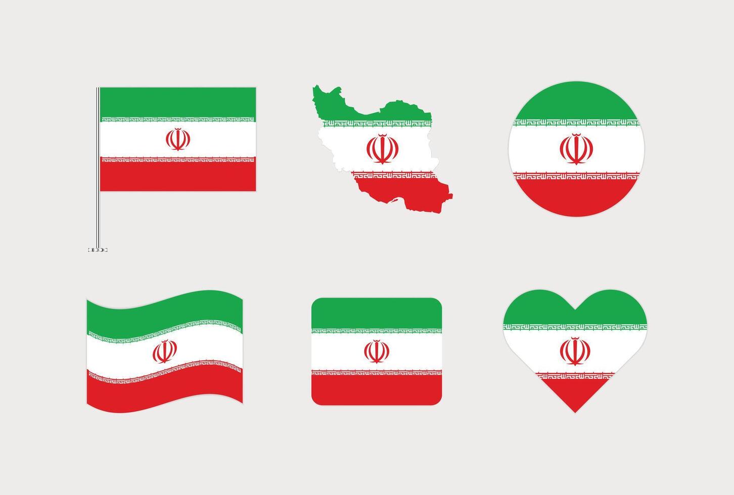 Iran flag. Set of Iran Flags Collection. vector