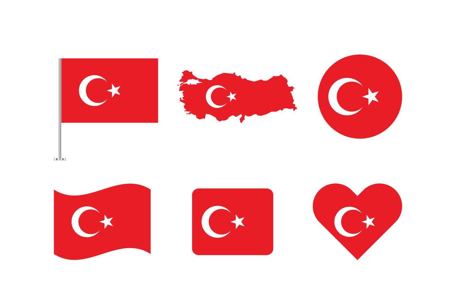 Turkey flag. Set of Turkey Flags Collection. vector