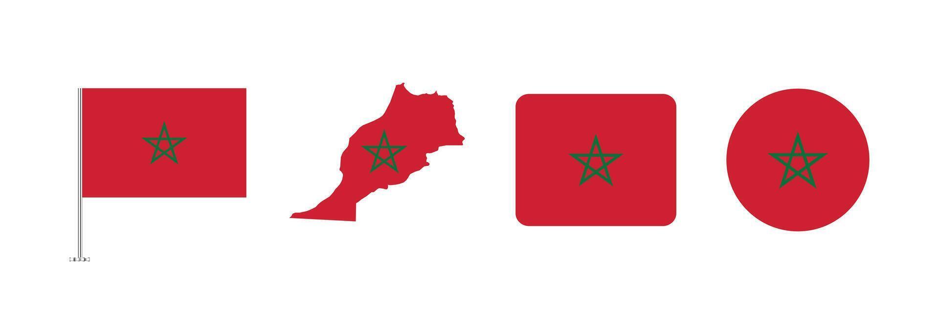 Morocco flag. Set of Morocco Flags Collection. vector