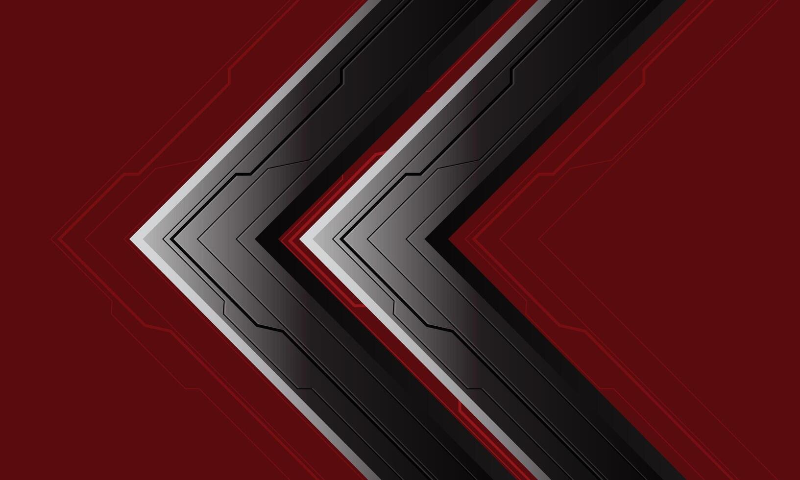 Abstract silver arrow cyber direction geometric on red design modern futuristic technology creative background vector