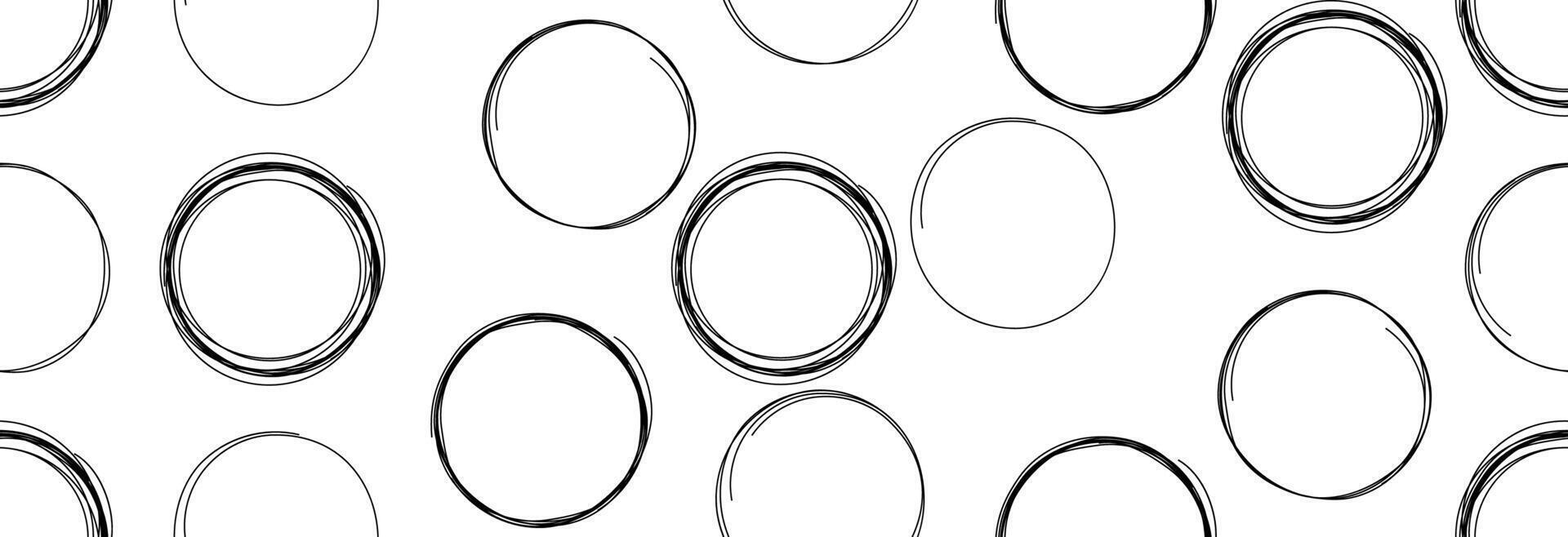Many circles are drawn by hand. vector