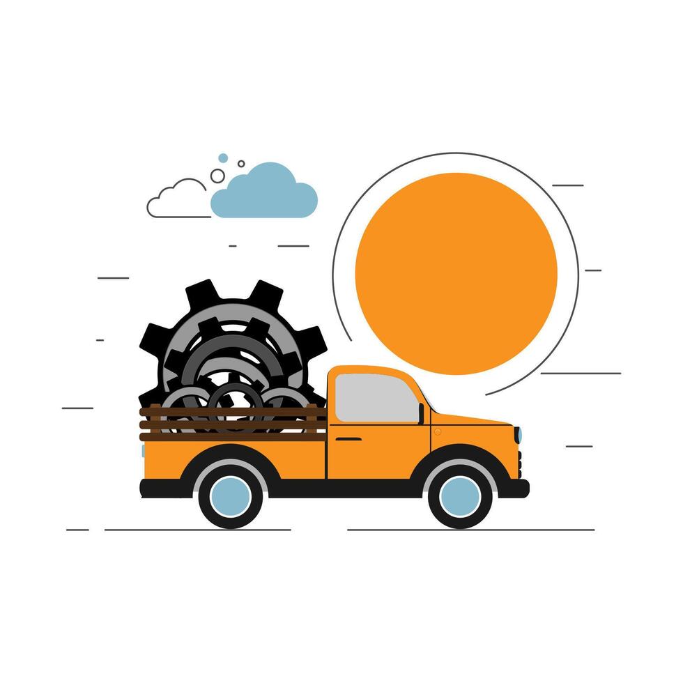 Car and spare parts. vector