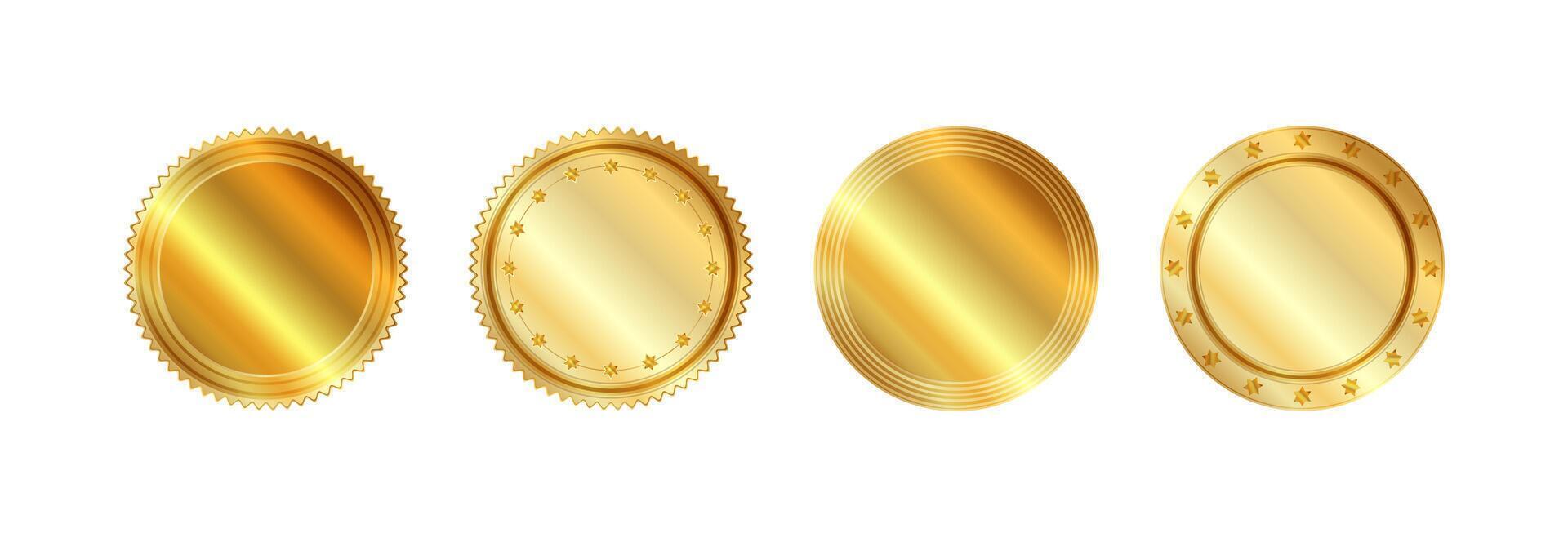 Golden round award icon. vector