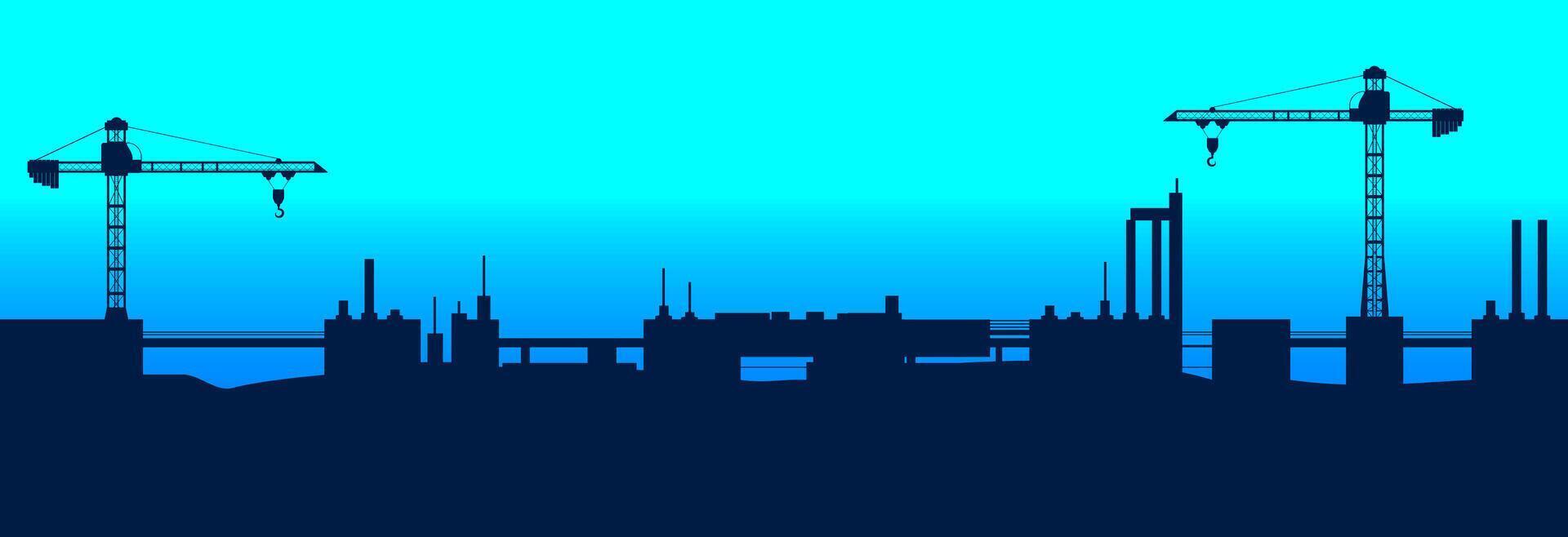 Construction with a tower crane. vector