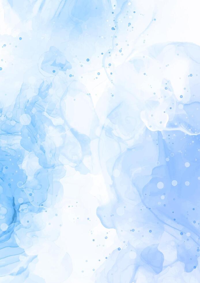 hand painted pastel blue alcohol ink background design vector
