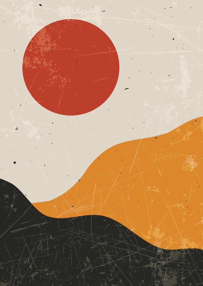 abstract grunge Scandi style wall art design vector