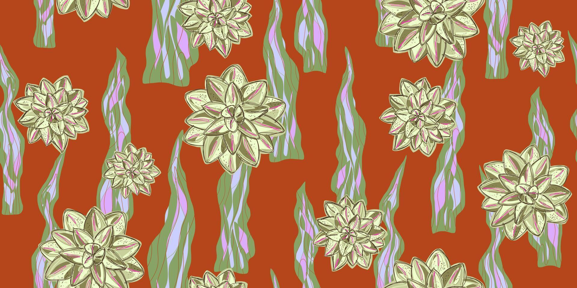 a pattern with flowers on an orange background vector