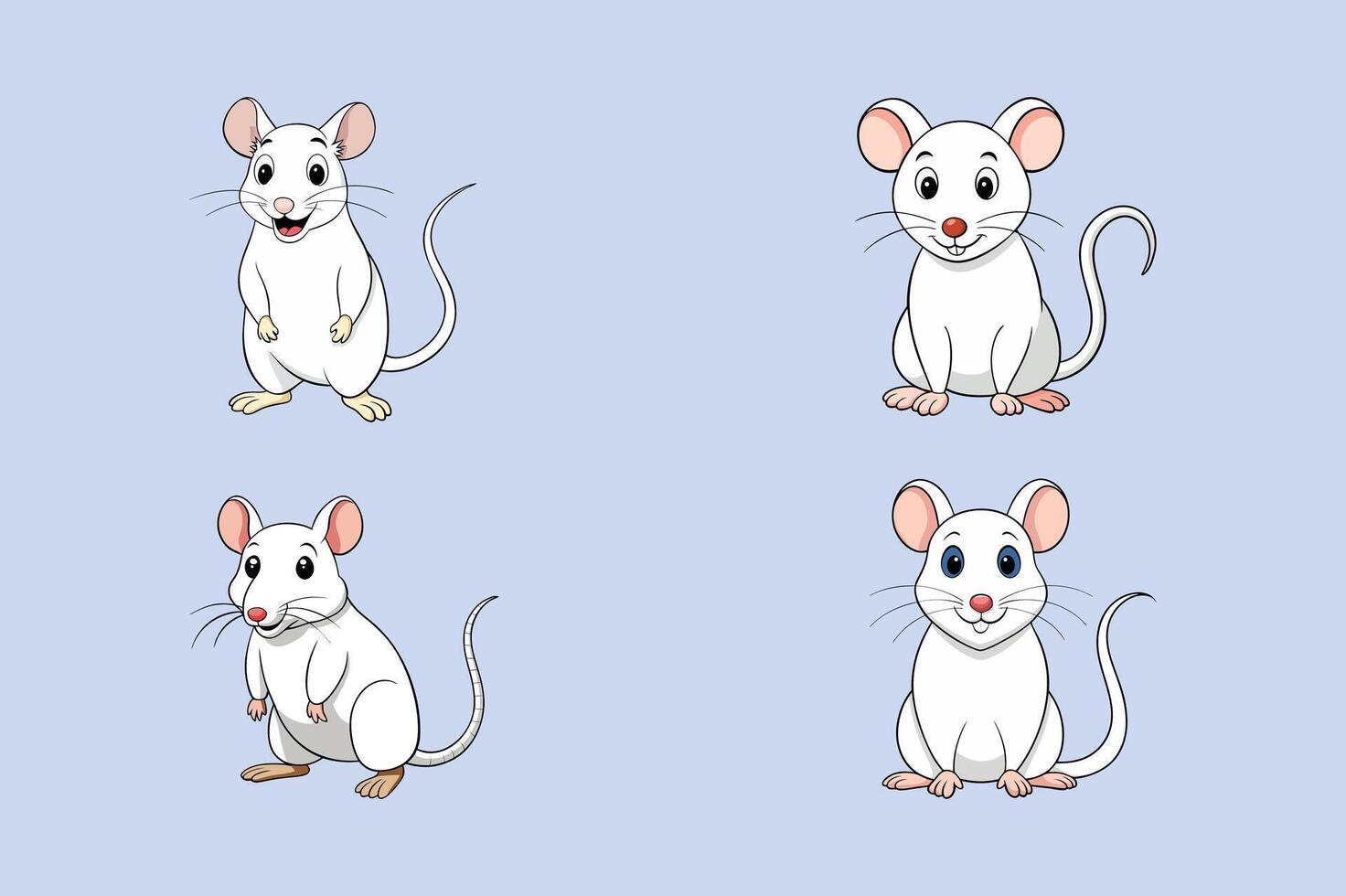 Cute mouse character set. flat design style minimal illustration. vector