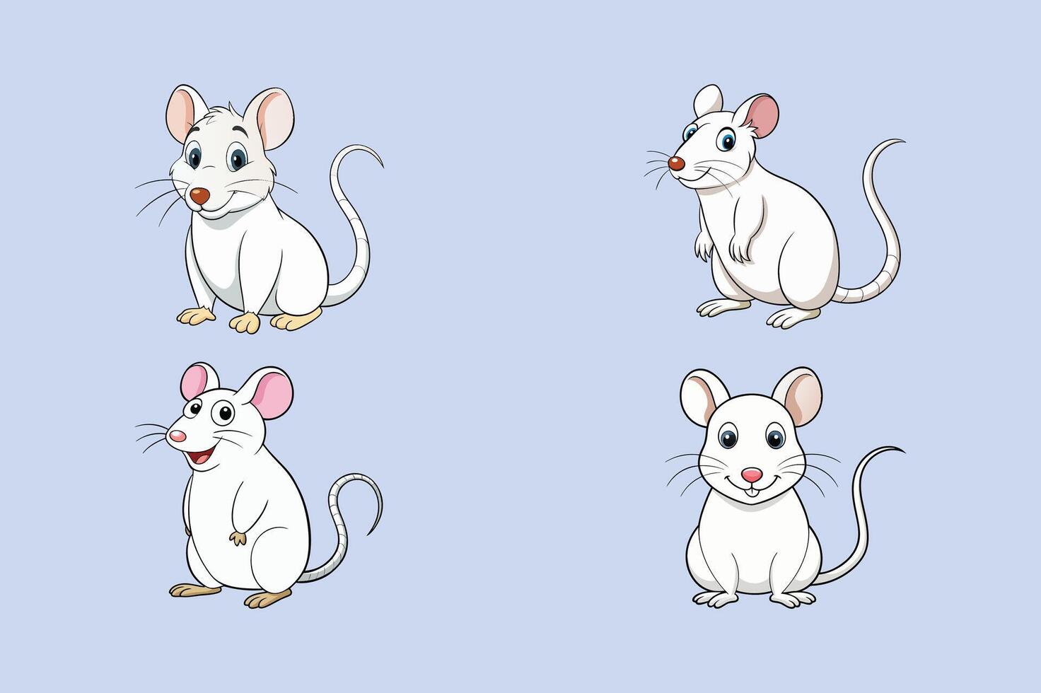 Cute mouse character set. flat design style minimal illustration. vector