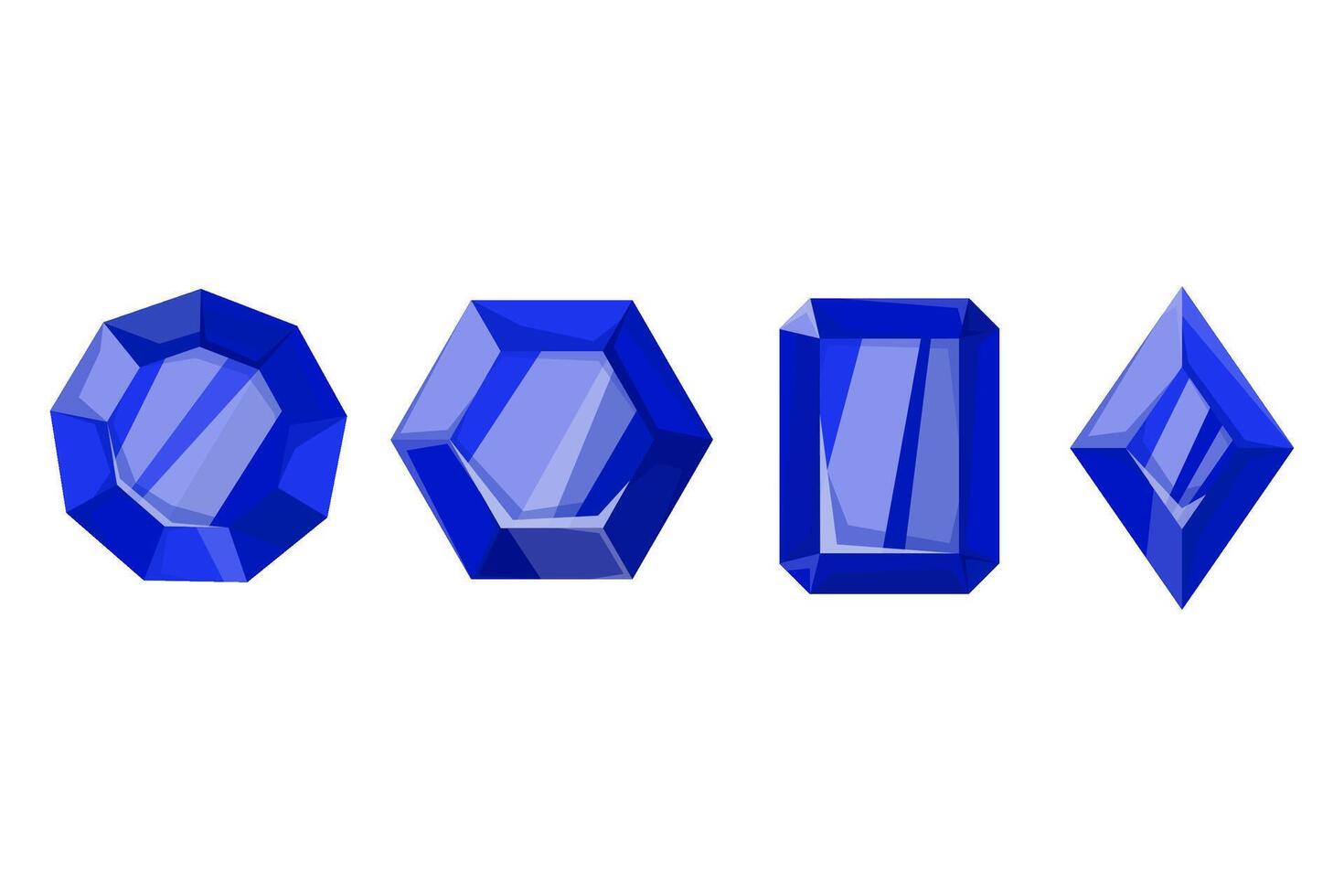 Set of blue gemstones in flat style. Sapphires. Set of sapphire crystals. Cartoon flat illustration. vector