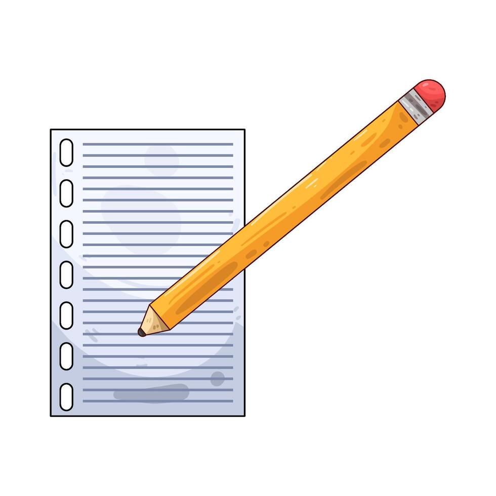 Illustration of paper and pencil vector
