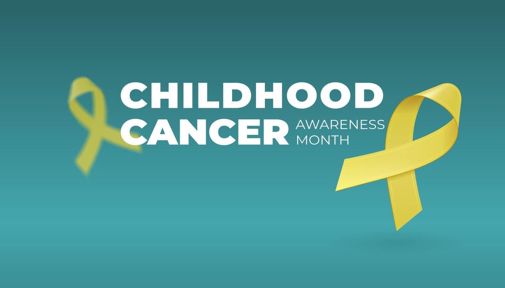 Flying realistic Yellow ribbons on dark background with copy space. Childhood Cancer Awareness symbol in September. illustration for banner, poster, invitation, flyer. EPS10 vector
