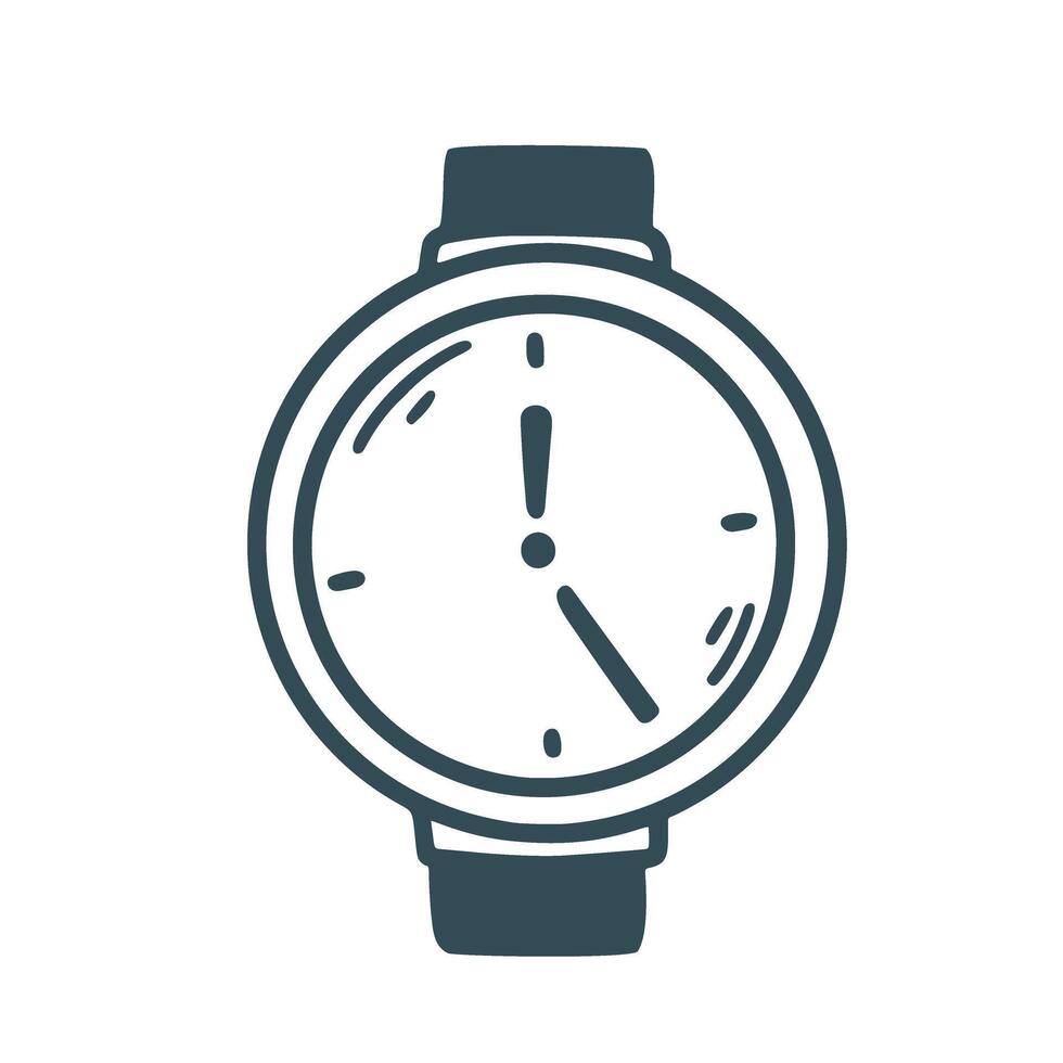 Men s wristwatch doodle sketch style vector