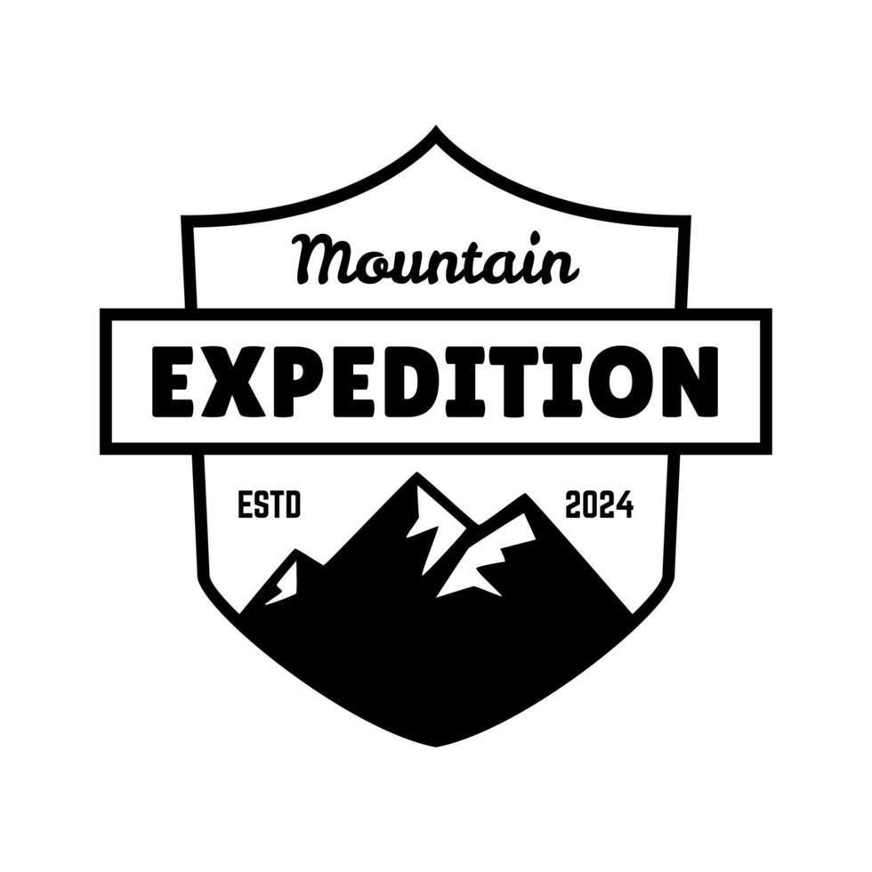 Adventure and outdoor vintage logo template, badge or emblem style. Mountain logo design template. vector