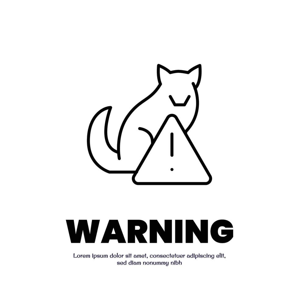 dog beware thin outline icon design good for web or mobile app vector