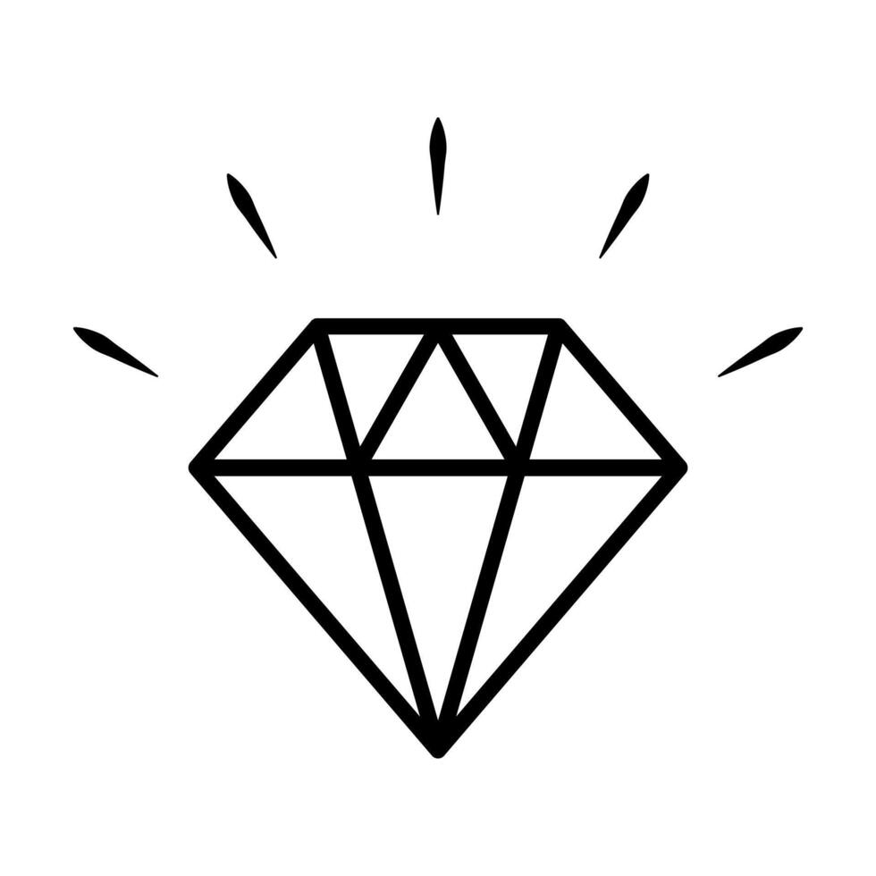 Diamond outline icon isolate on white background for graphic design, logo, web site, social media, mobile app, ui illustration vector