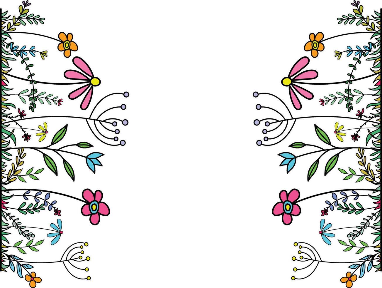 Border or frame made of wildflowers and herbs. Decorative frame for printing on fabric, ribbons and paper. vector
