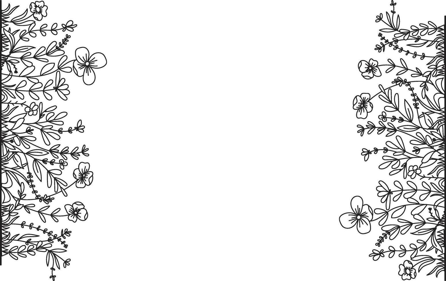 Border or frame made of wildflowers and herbs. Decorative frame for printing on fabric, ribbons and paper. vector