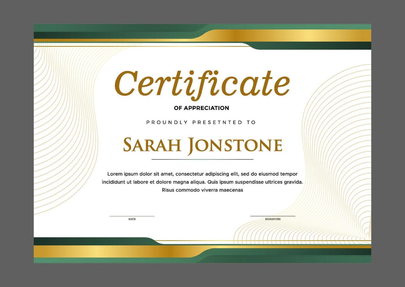 Modern elegant gold certificate template with badge vector