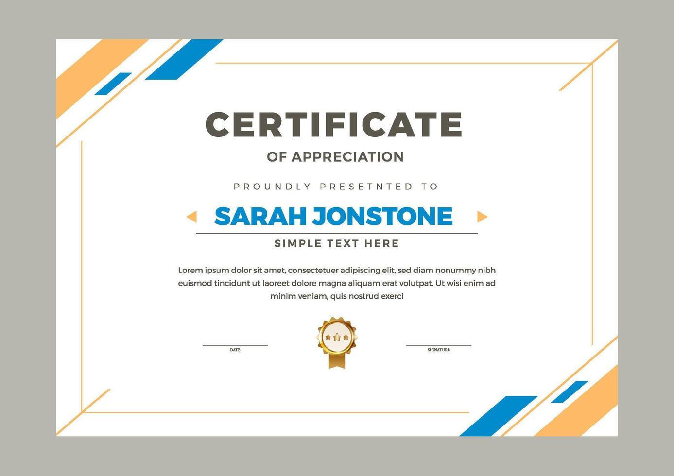 Simple and modern certificate design template vector