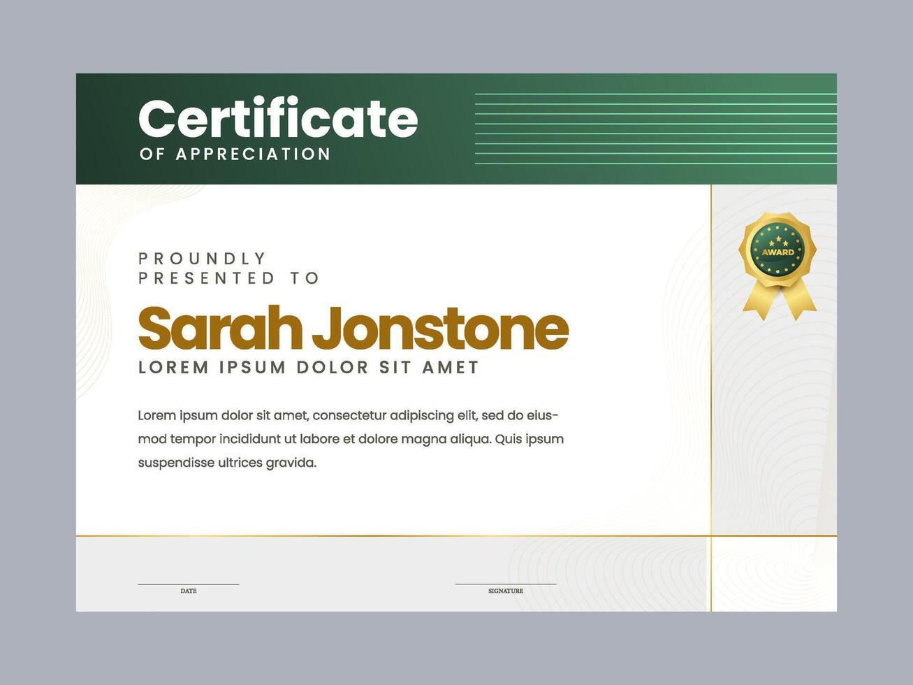 Modern elegant gold certificate template with badge vector