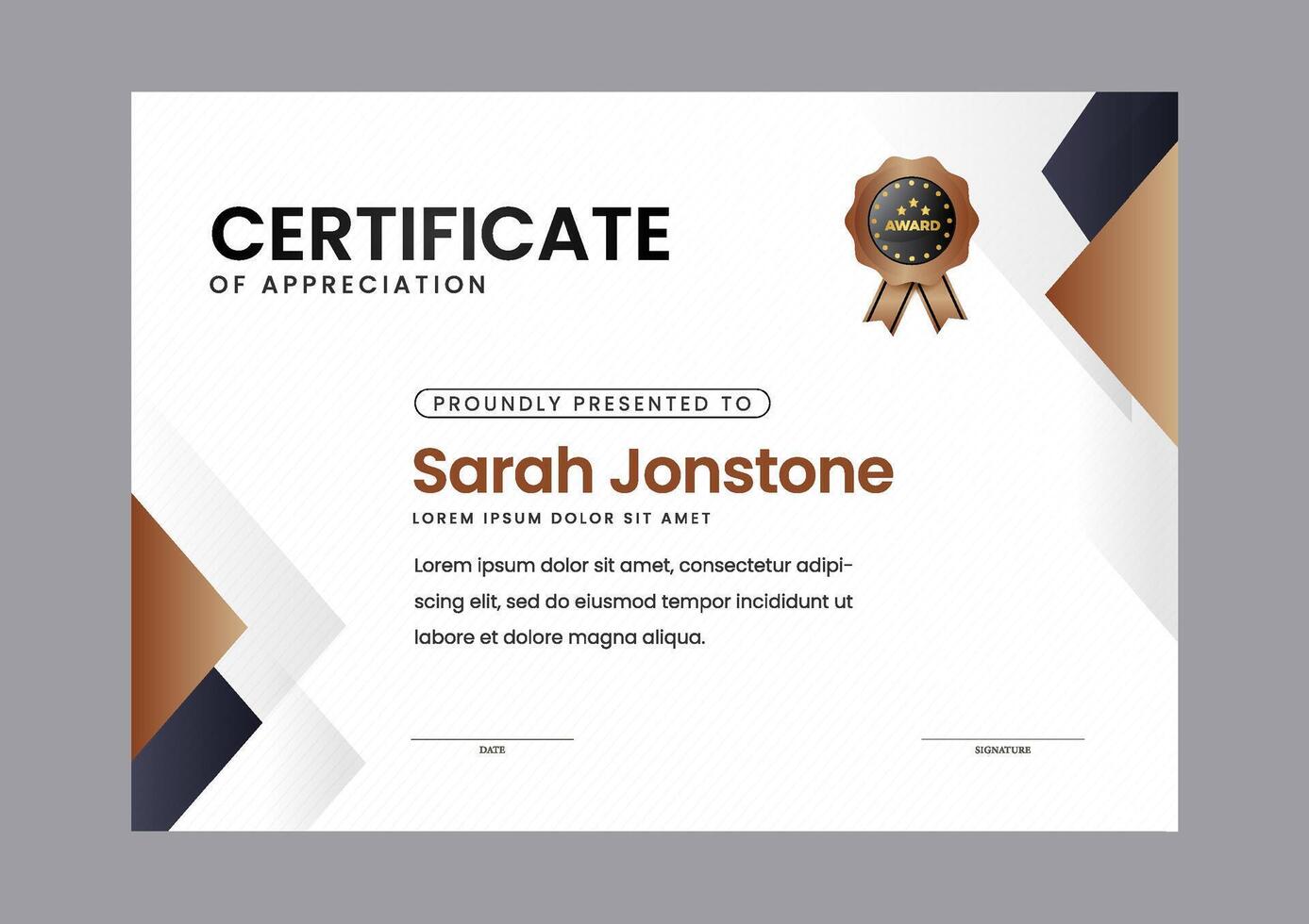 Modern elegant gold certificate template with badge design vector