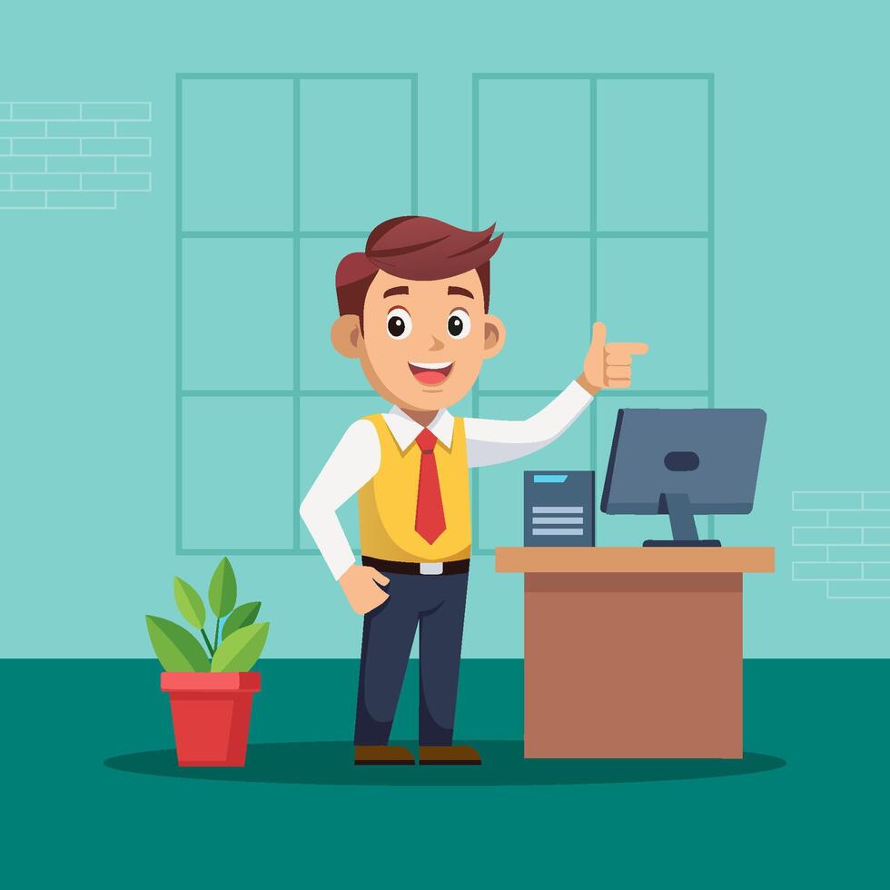 employee character in the office vector