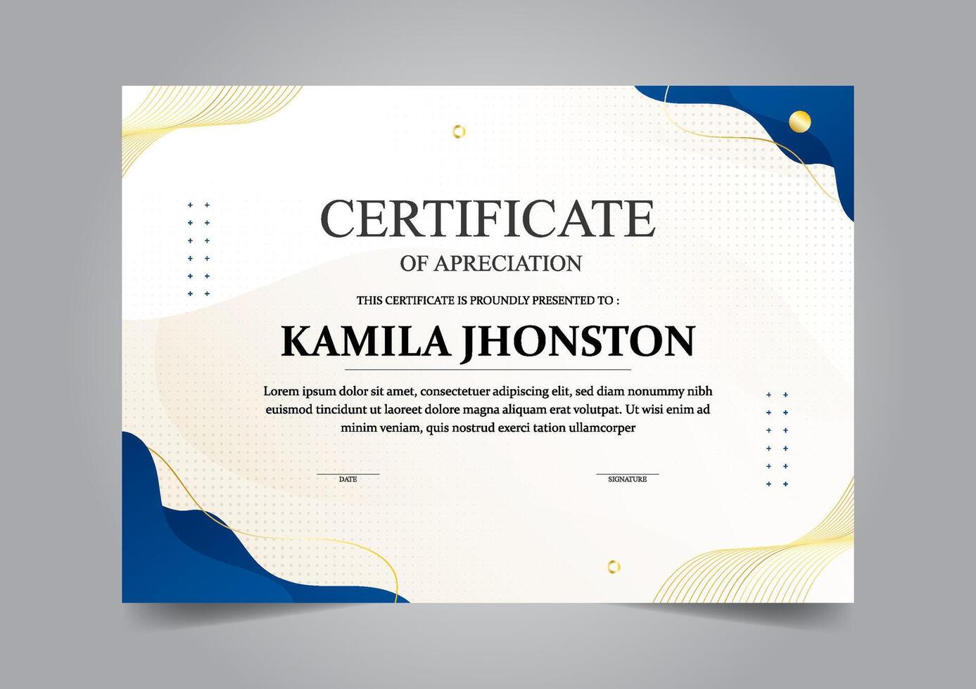 Modern gold certificate of achievement template vector