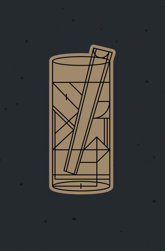 Art deco cocktail bloody mary drawing in line style on dark background vector