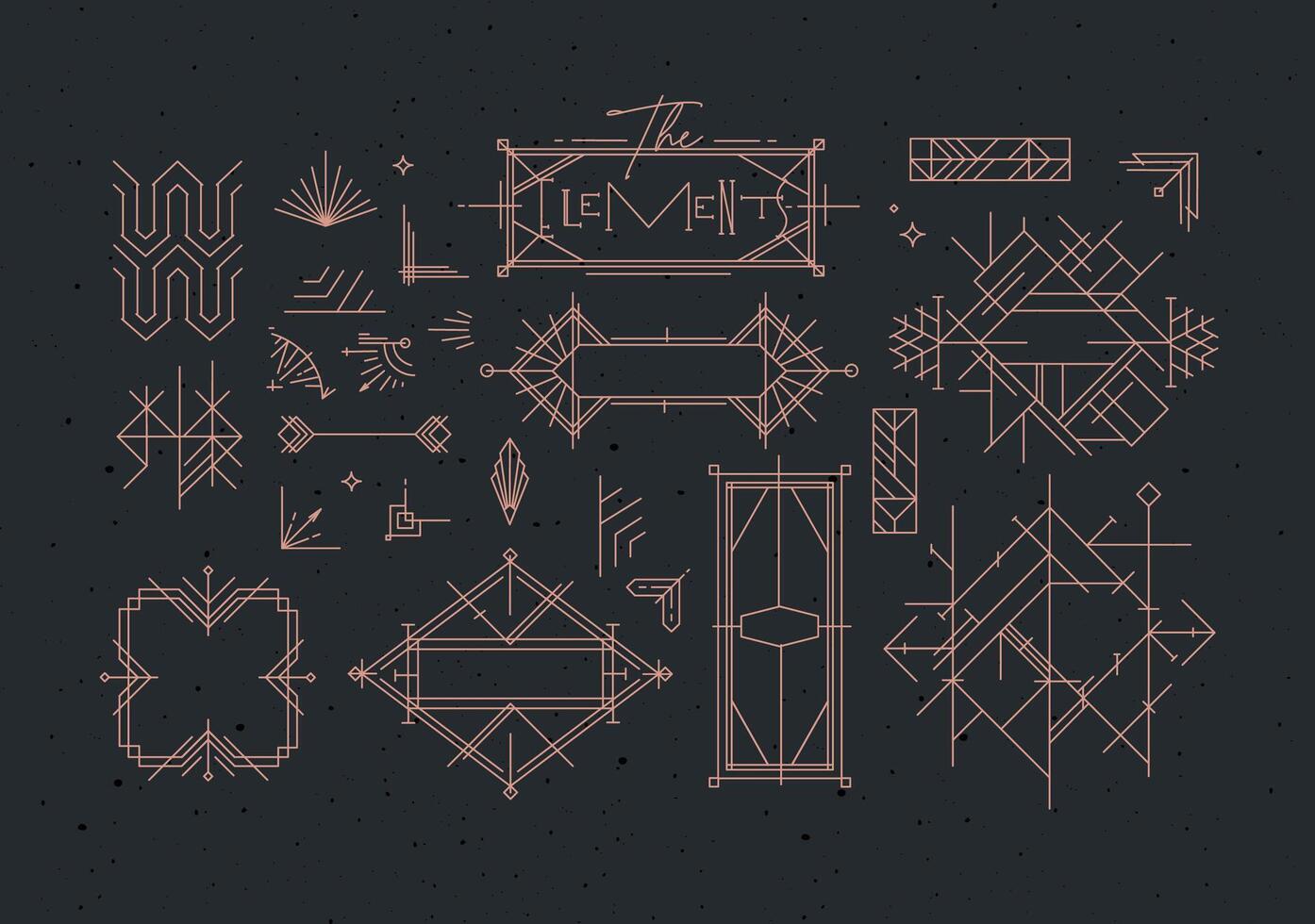 Art deco vintage design elements drawing in line style on dark background vector