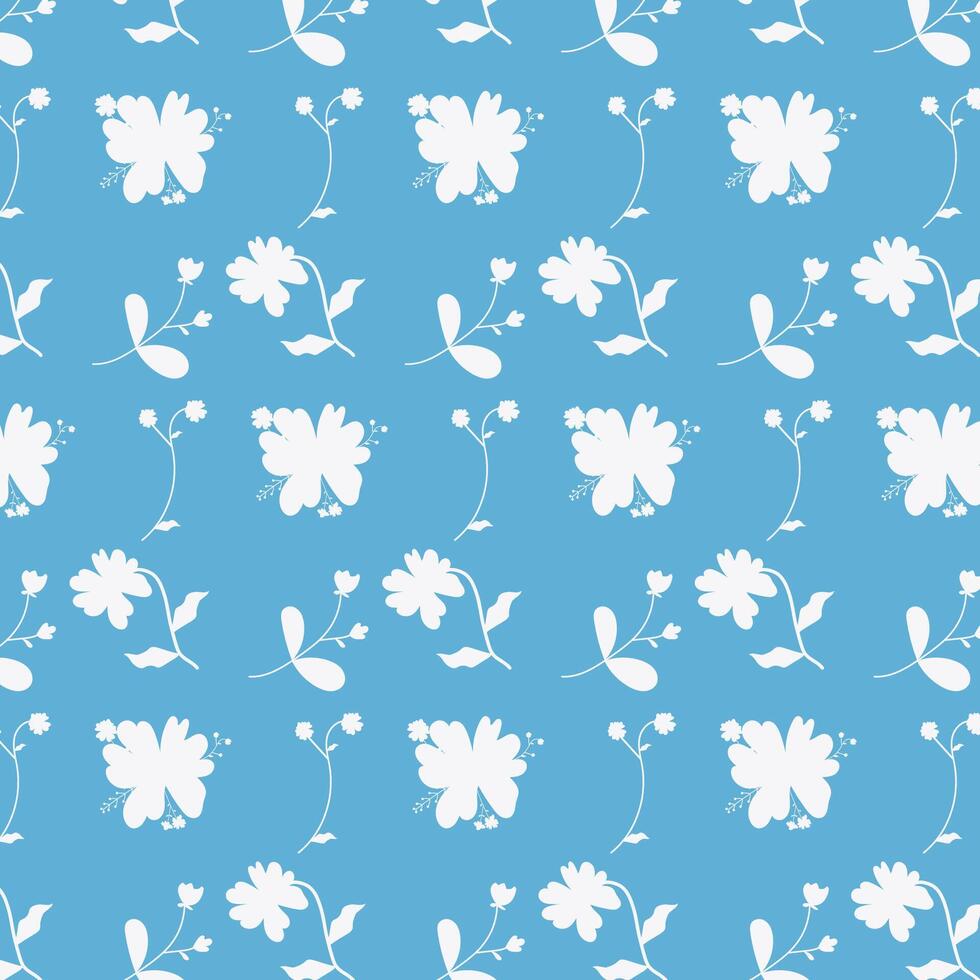 seamless pattern with simple white flowers and light background vector