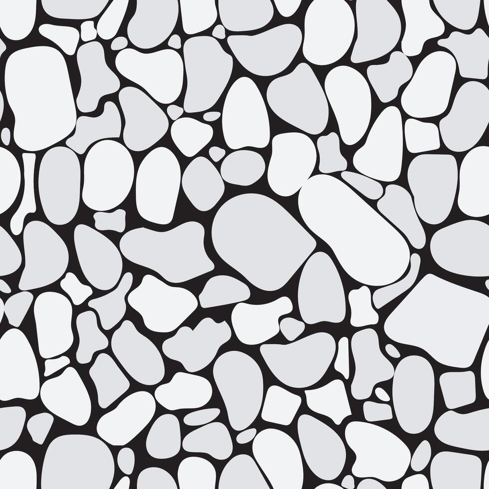 Black white gray stone plate paving abstract seamless pattern. vector