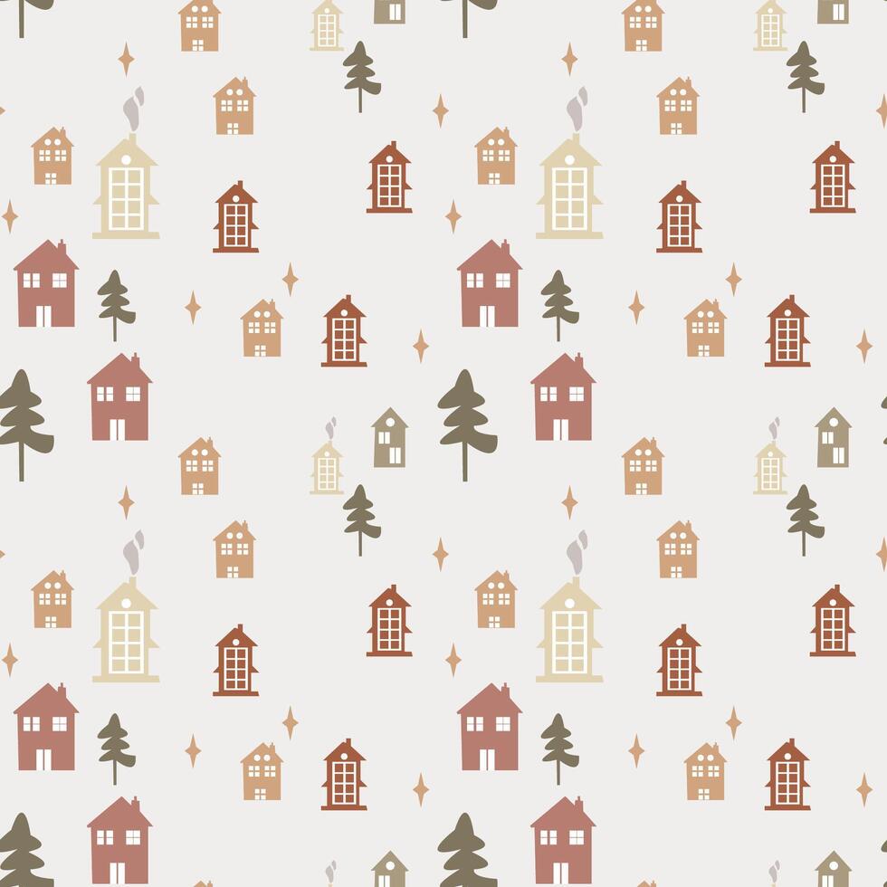 City pattern colorfil house silhouette cut tracery. seamless pattern Design for scrapbooking, business cards, background for craft vector