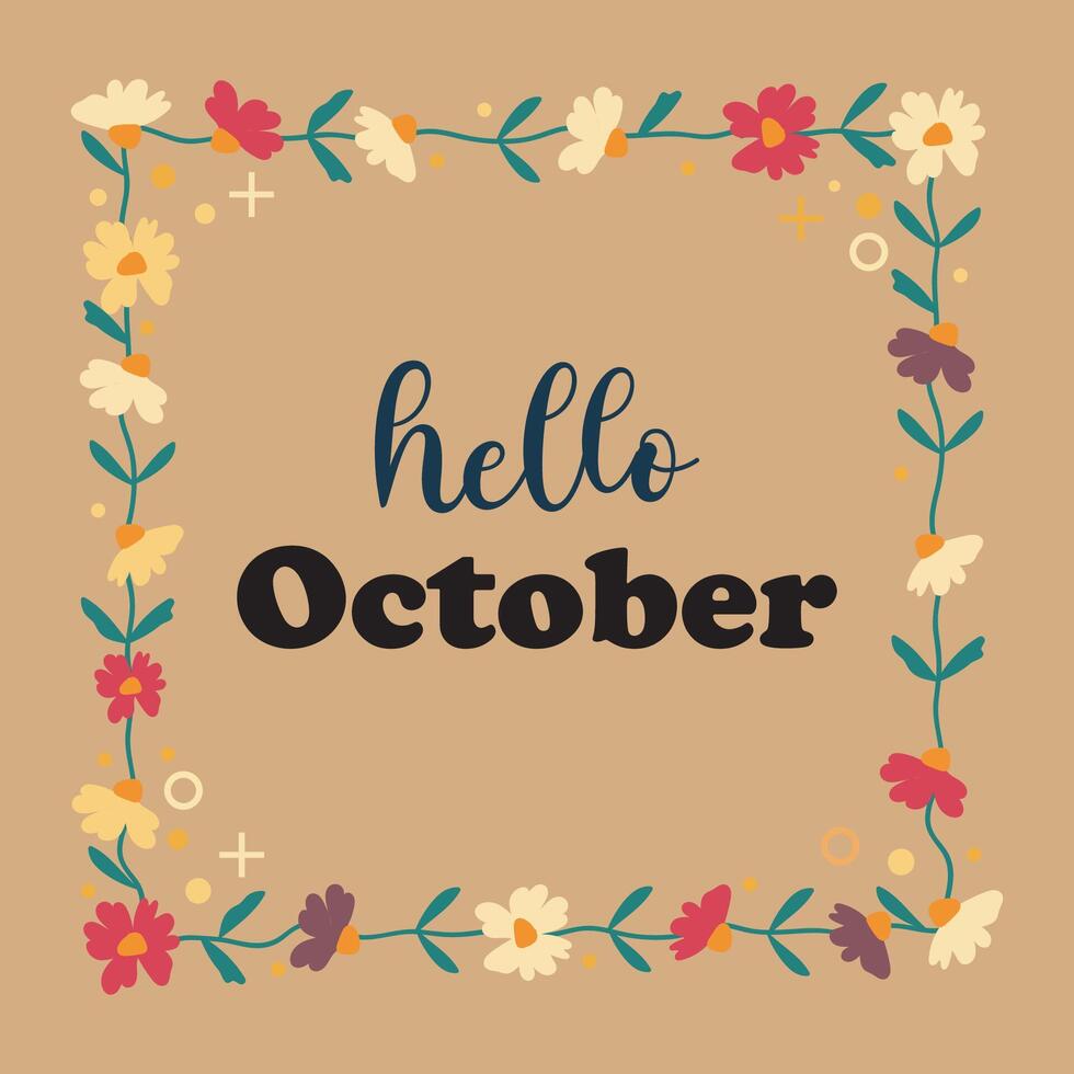 Hello october lettering white background illustration vector