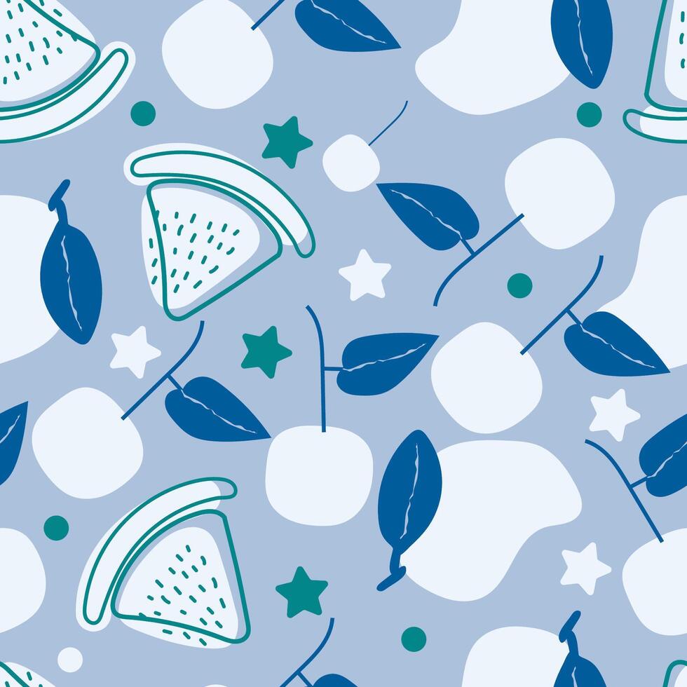 fruit seamless pattern hand-drawn repeat background for summer colorful fabric vector