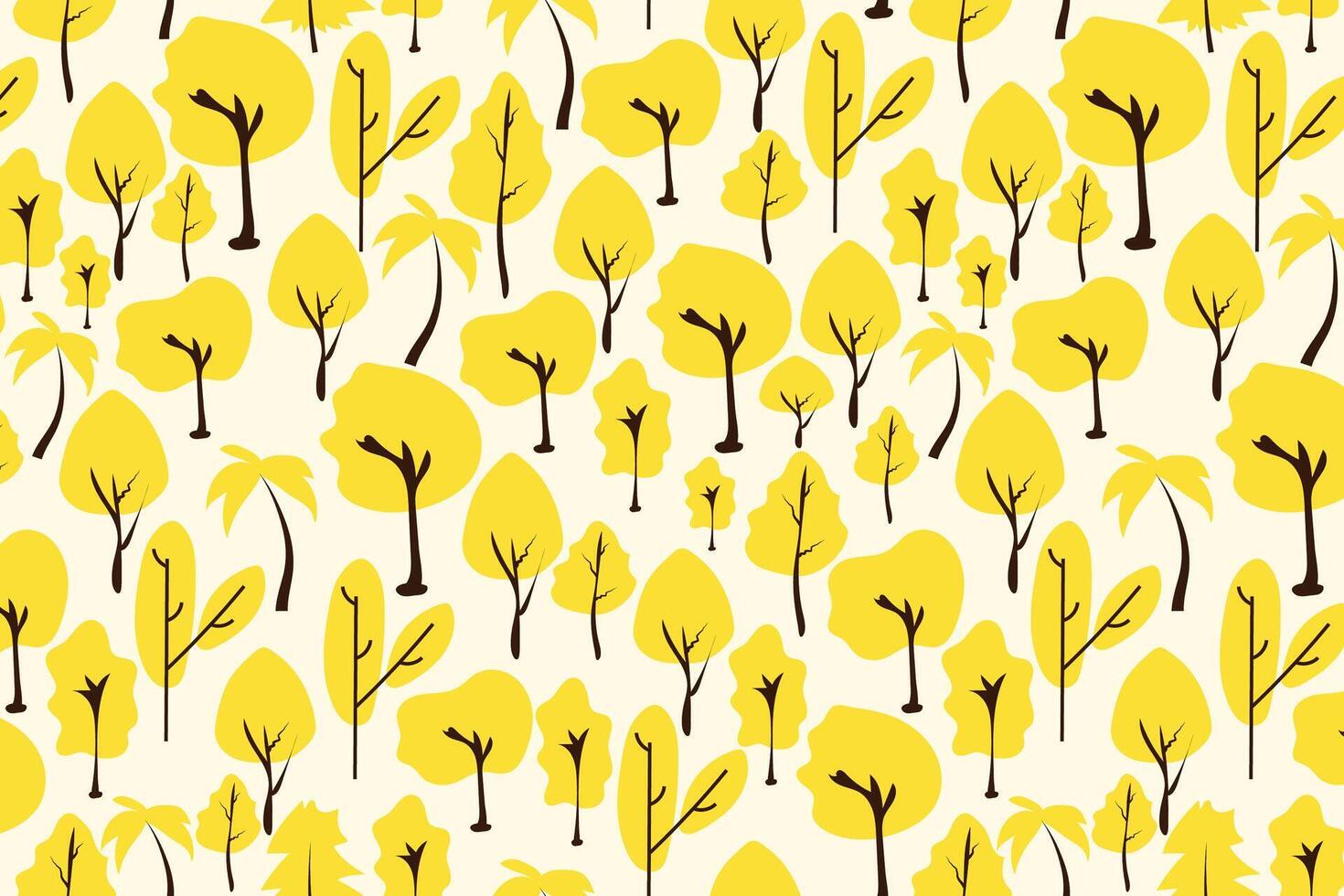 Tree seamless pattern in flat style cute background vector