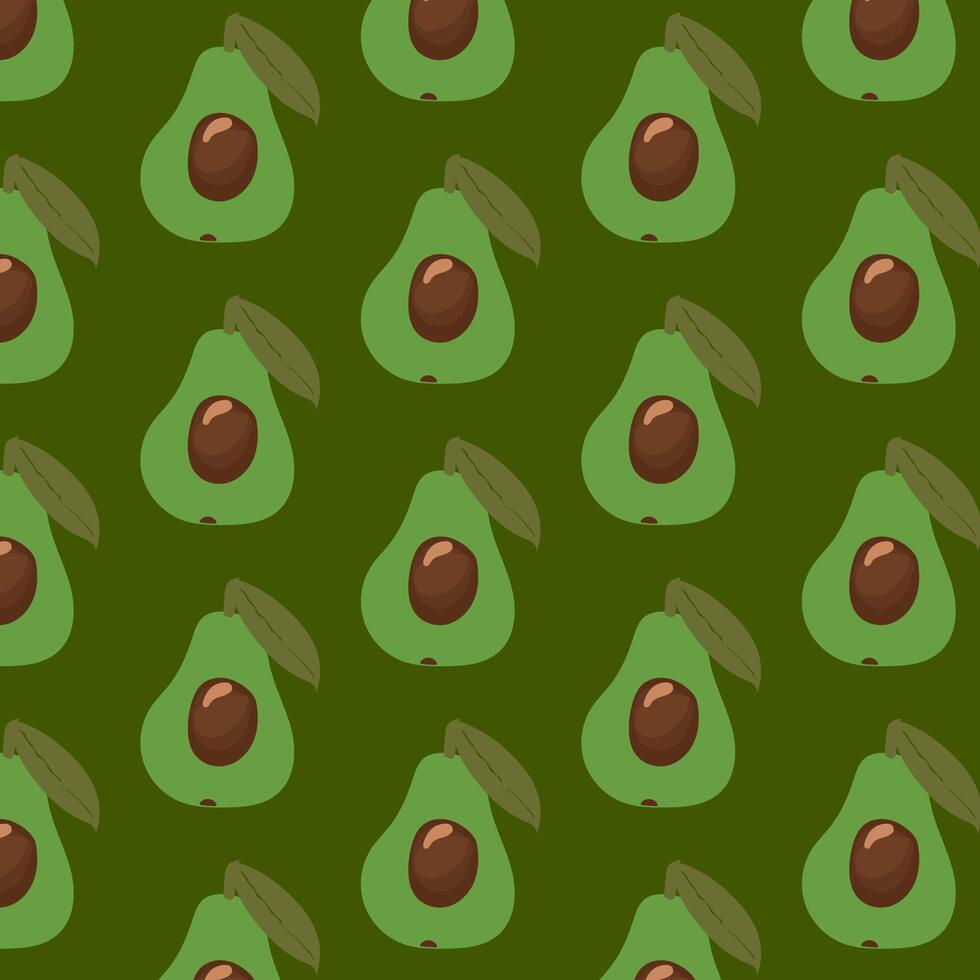 Avocado fruit seamless pattern hand-drawn repeat background for summer colorful fabric vector