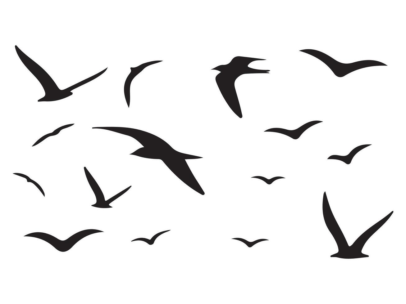 A Flock of Flying Birds Abstract illustration of flying birds. Birds stock illustration vector